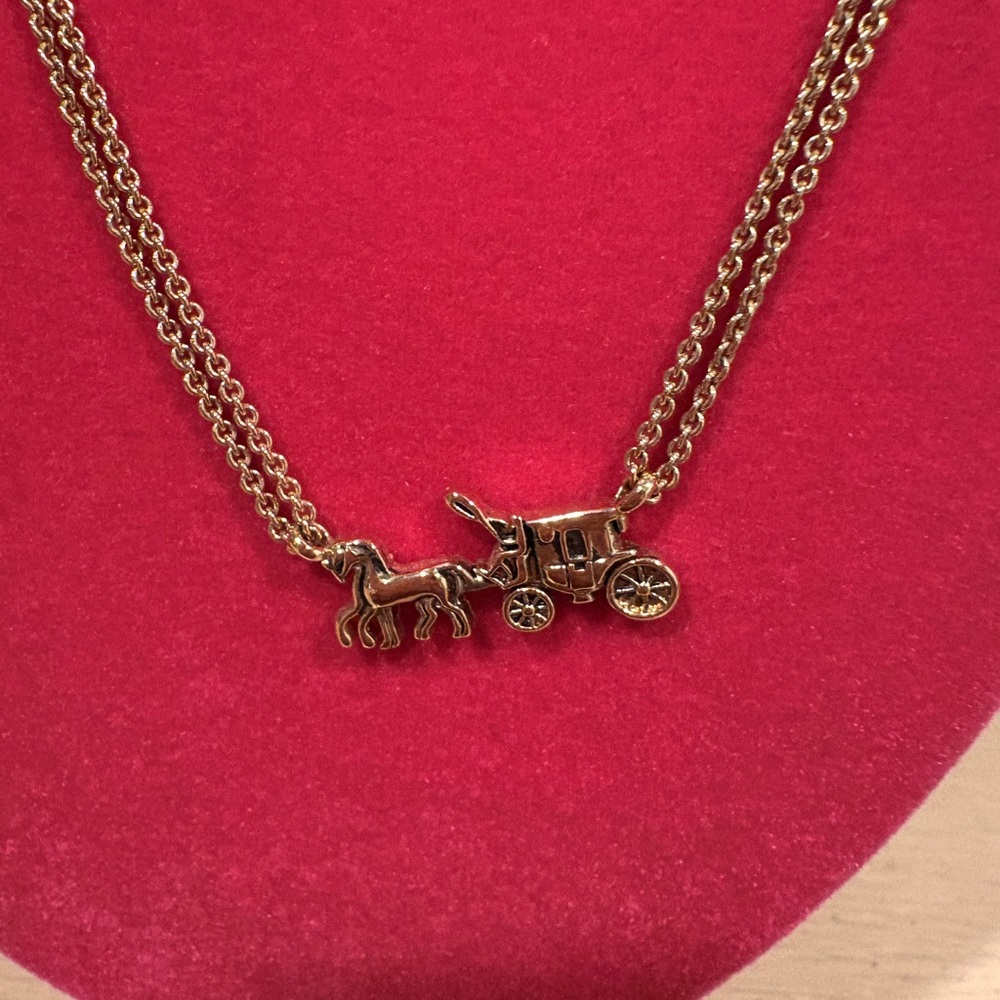 Coach Gold Horse & Carriage double strand Necklace